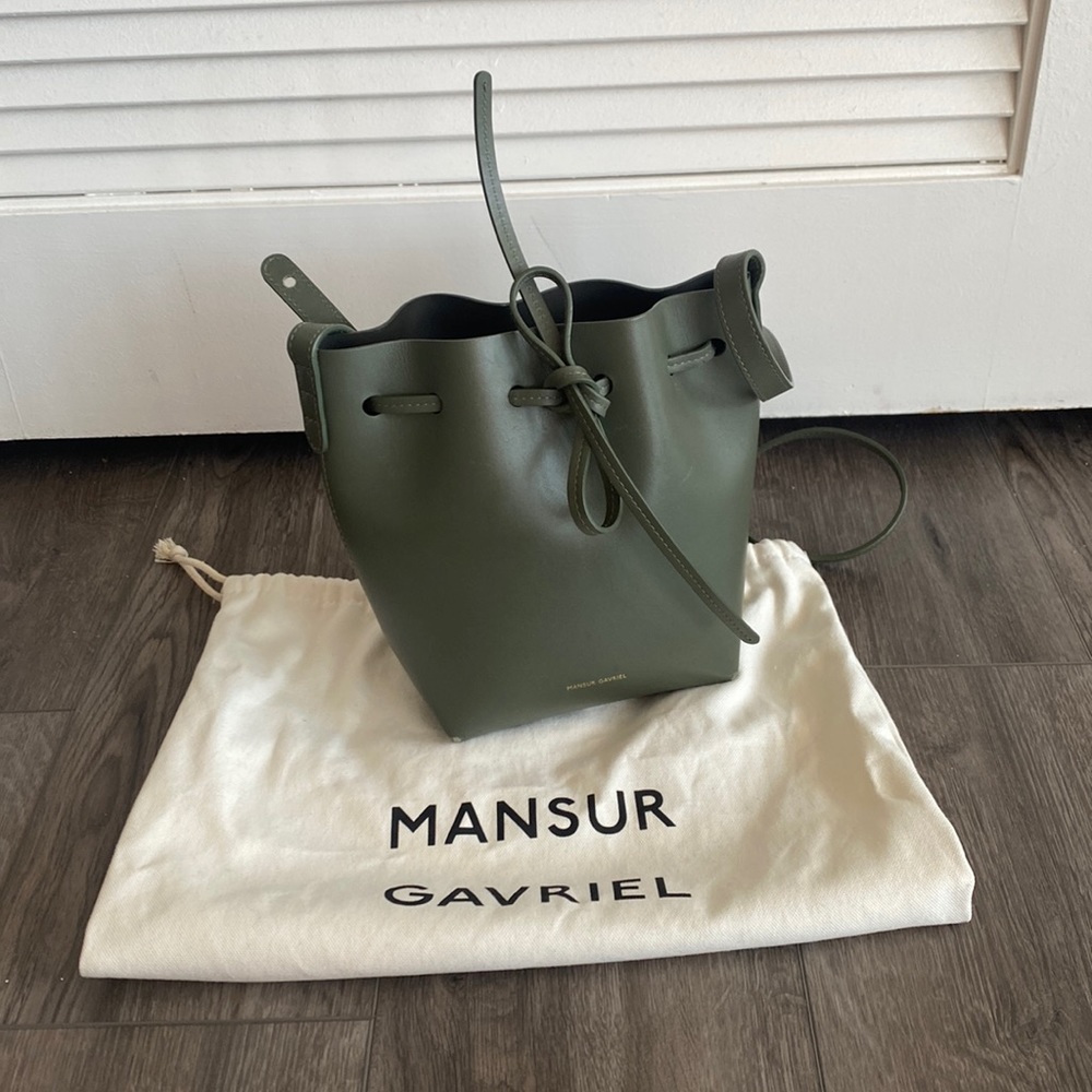 COPY - Mansur Gavriel Green Bucket Bag with Dustbag